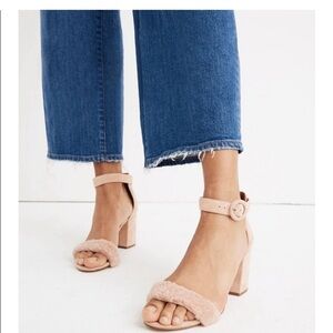 Madewell The Regina Ankle-Strap Shearling Heel Size 7.5